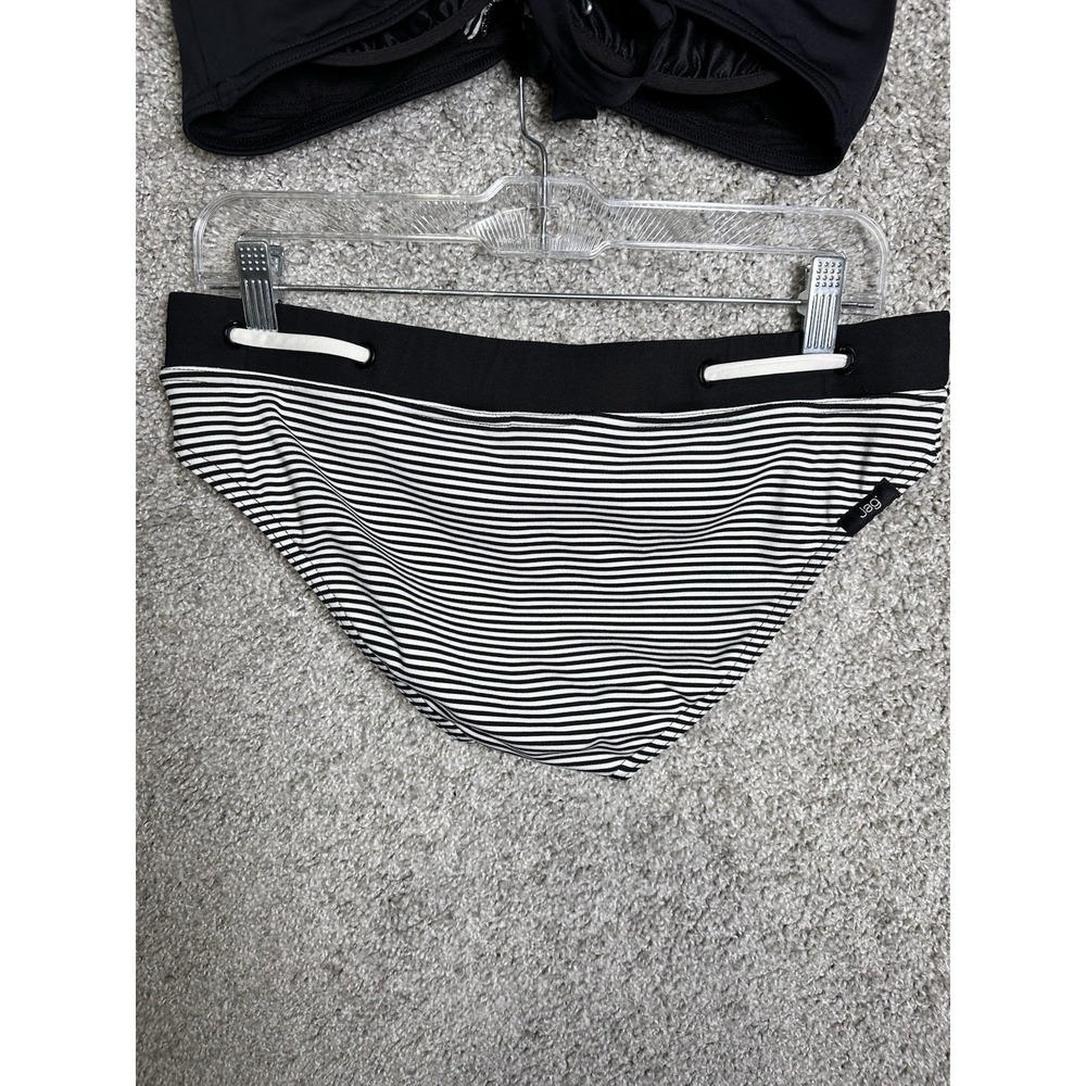 JAG 2‎ Piece Bikini Set 36D/DD Top Large Bottom Black Stripe Swim - Picture 3 of 8